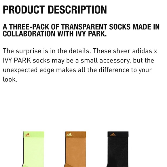 🆕 Drip 💧2.2 IVY PARK x adidas Sheer Socks 3 Pack - Picture 10 of 11
